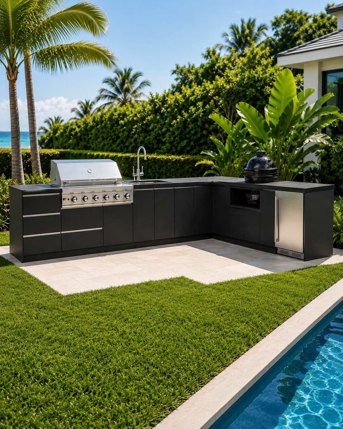 L Shape Outdoor Kitchen